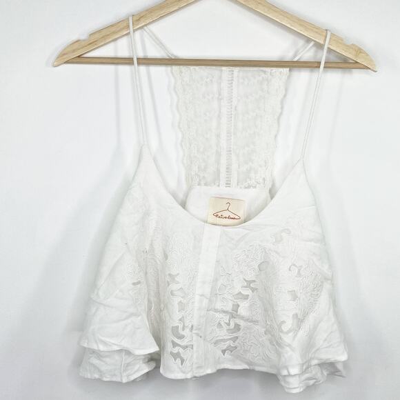 LF Native Rose Lily Woven Cream Sleeveless Crop Top Women's Size 10 NWT - Picture 1 of 7